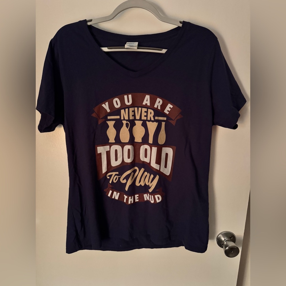 Port Authority Ink Blue Pottery Teacher Cotton Tshirt XL